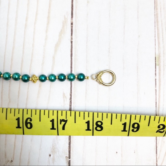 Swarovski Turquoise Pearl Gold Tone Bead Necklace - Picture 4 of 4